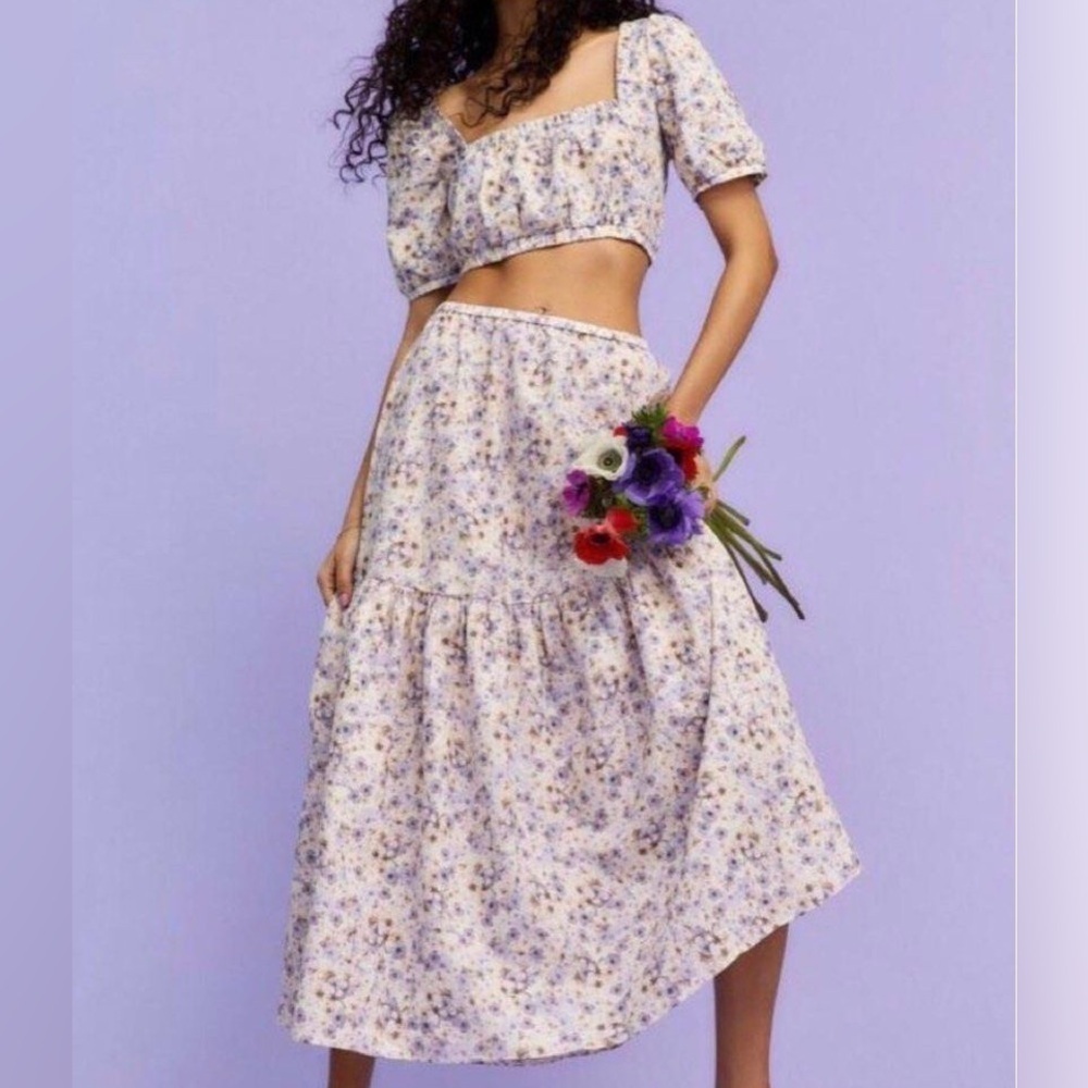 H&M Linen Blended Floral 2 Piece Set Size Small / X Small